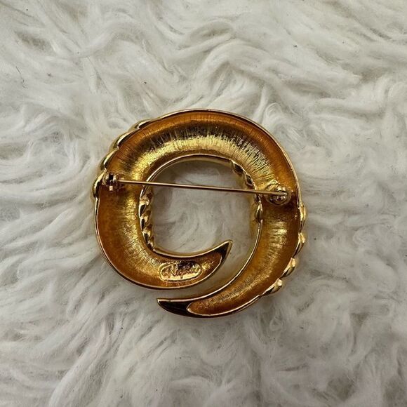 Napier Vintage Gold Tone Modernist Swirl Statement Brooch‎ Spiral Twist - Picture 3 of 5